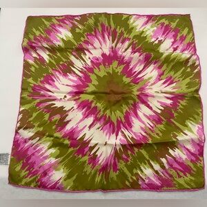 100% silk vintage gap green pink white print scarf